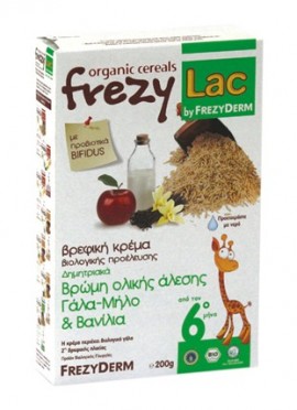 FREZYLAC Organic Cereals Βρώμη Ολικής Άλεσης Γάλα Μήλο & Βανίλια 200gr