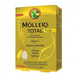Mollers Total Plus Ολοκληρωμένο Συμπλήρωμα Διατροφής με 28caps Ω3 + 28tabs Βιταμίνες & Μέταλλα