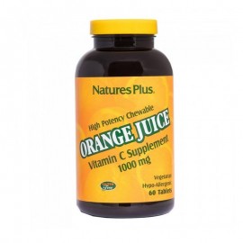 Natures Plus Orange Juice C Vegetarian Μασώμενες Καραμέλες Φυτικής Προέλευσης με Βιταμίνη C 1000mg 60tabs