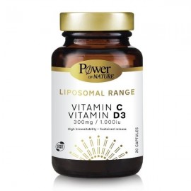 POWER OF NATURE Liposomal Range Vitamin C 300mg + Vitamin D3 1000iu Συμπλήρωμα Διατροφής για την Ενίσχυση του Ανοσοποιητικού Συστήματος, 30s caps
