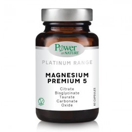 POWER OF NATURE Platinum Magnesium Premium 5 Συμπλήρωμα Διατροφής για το Μυϊκό & Νευρικό Σύστημα, 60caps