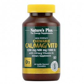 Natures Plus Cal Mag Vitamin D Vitamin K2 Chocolate 60 chewable