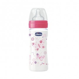 Chicco Well Being Bottle 2m+ Πλαστικό Μπιμπερό κατά των Κολικών με Θηλή Σιλικόνης (Ροζ)  250ml