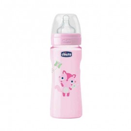Chicco Well Being Bottle 4m+ Πλαστικό Μπιμπερό κατά των Κολικών με Θηλή Σιλικόνης  (Ροζ)  330ml