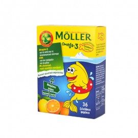 Mollers Ζελεδάκια Ω3 για Παιδιά με γεύση Πορτοκάλι - Λεμόνι 36 gummies