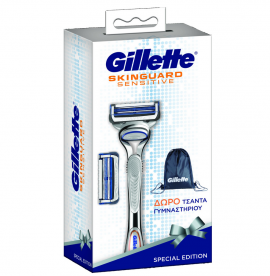 Gillette SkinGuard Sensitive Ξυριστική Μηχανή & 2 Ανταλλακτικά με ΔΩΡΟ Τσάντα Γυμναστηρίου