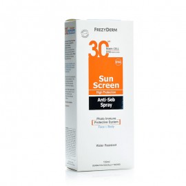Frezyderm Sun Screen Spray Anti-Seb SPF30, Αντηλιακό Γαλάκτωμα Προσώπου-Σώματος για Ακνεϊκά Δέρματα,150ml