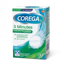 Corega 3 Minutes Καθαριστικά Δισκία Οδοντοστοιχιών 36 tabs